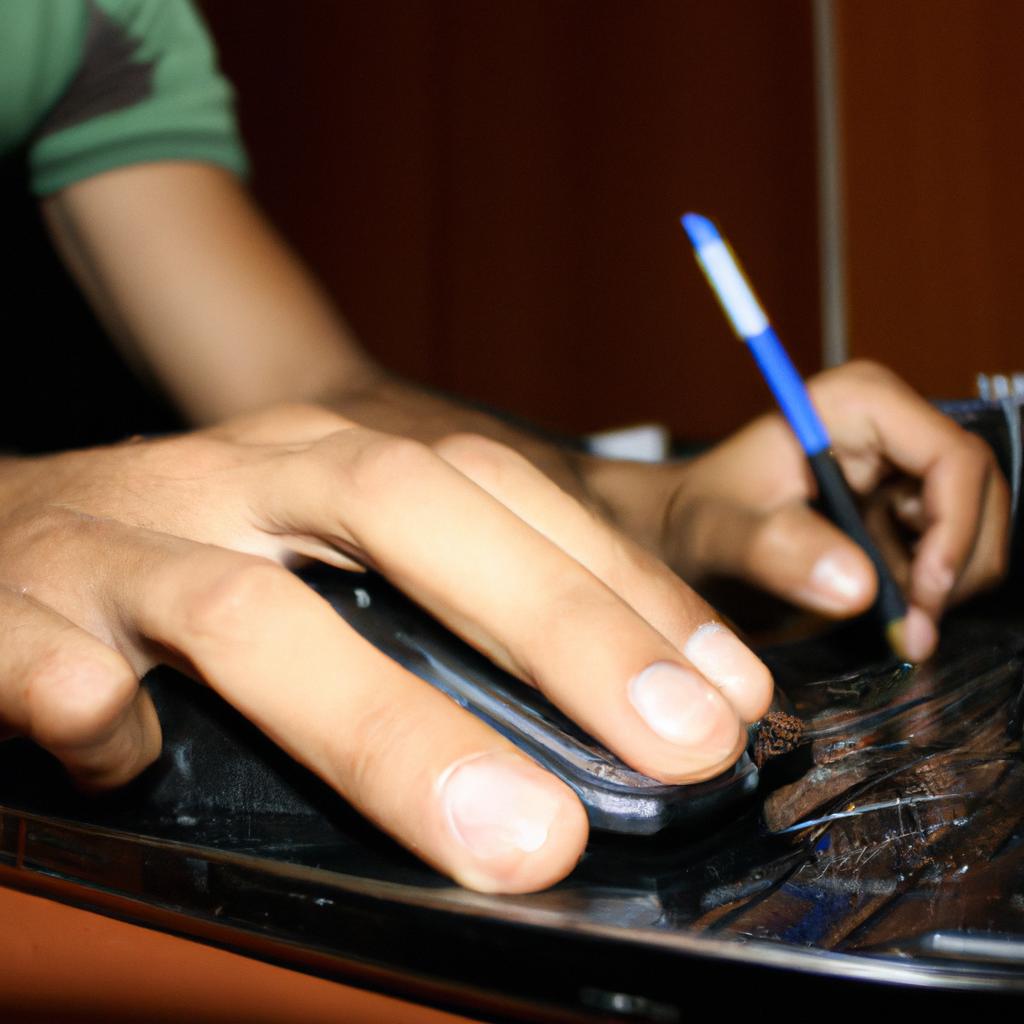 Person using computer for writing